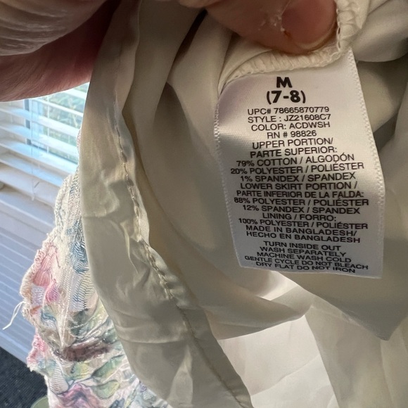 Jordache girls size M (7-8) overall lace skirt dress. Skirt has lining. - Picture 9 of 9